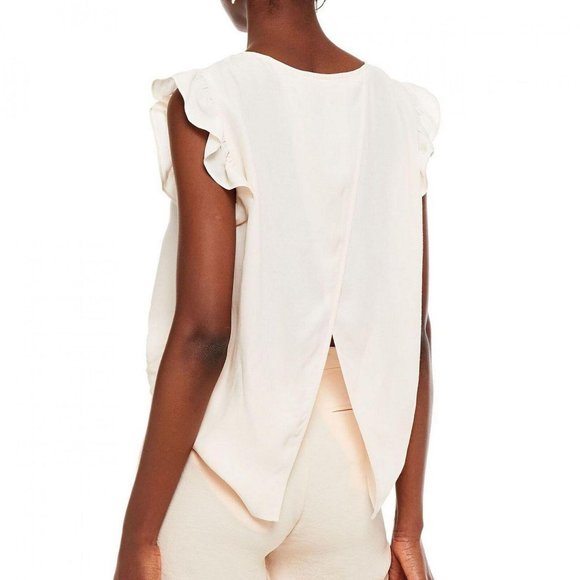 NWT ba&sh Women's Fani Crepe Ruffle Wrap Blouse Large Powder Pink - Picture 2 of 8